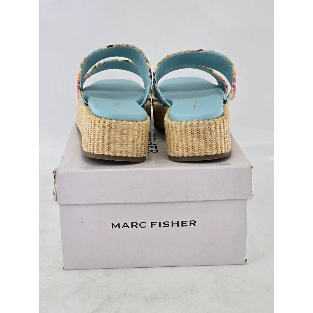 Marc Fisher Pelma Platform Sandals Womens 9M Light Blue Espadrille -NEW